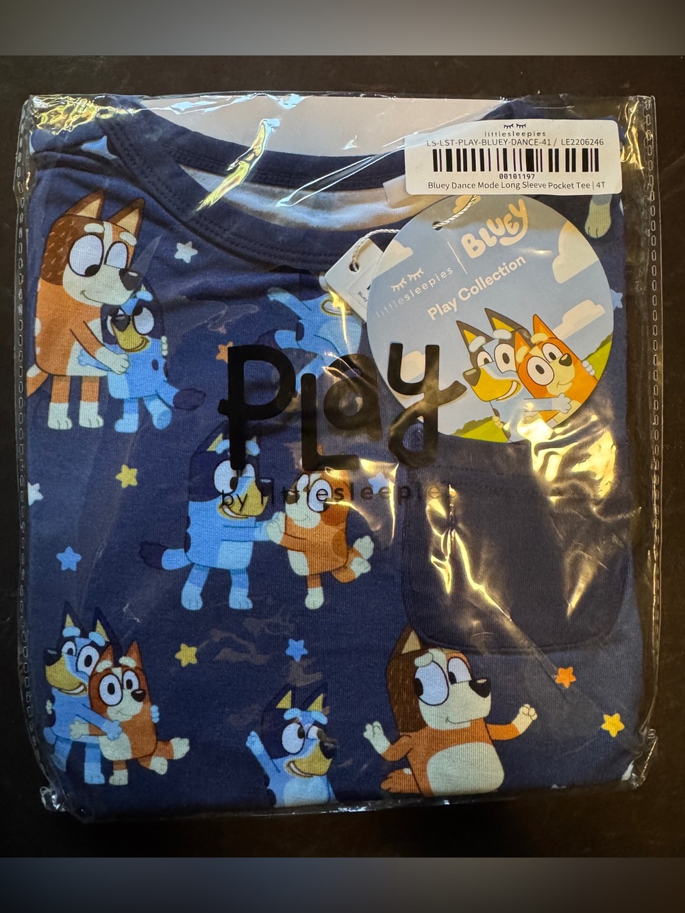 NEW Little Sleepies Bluey Dance Mode Pocket Tee bamboo 4T long sleeve